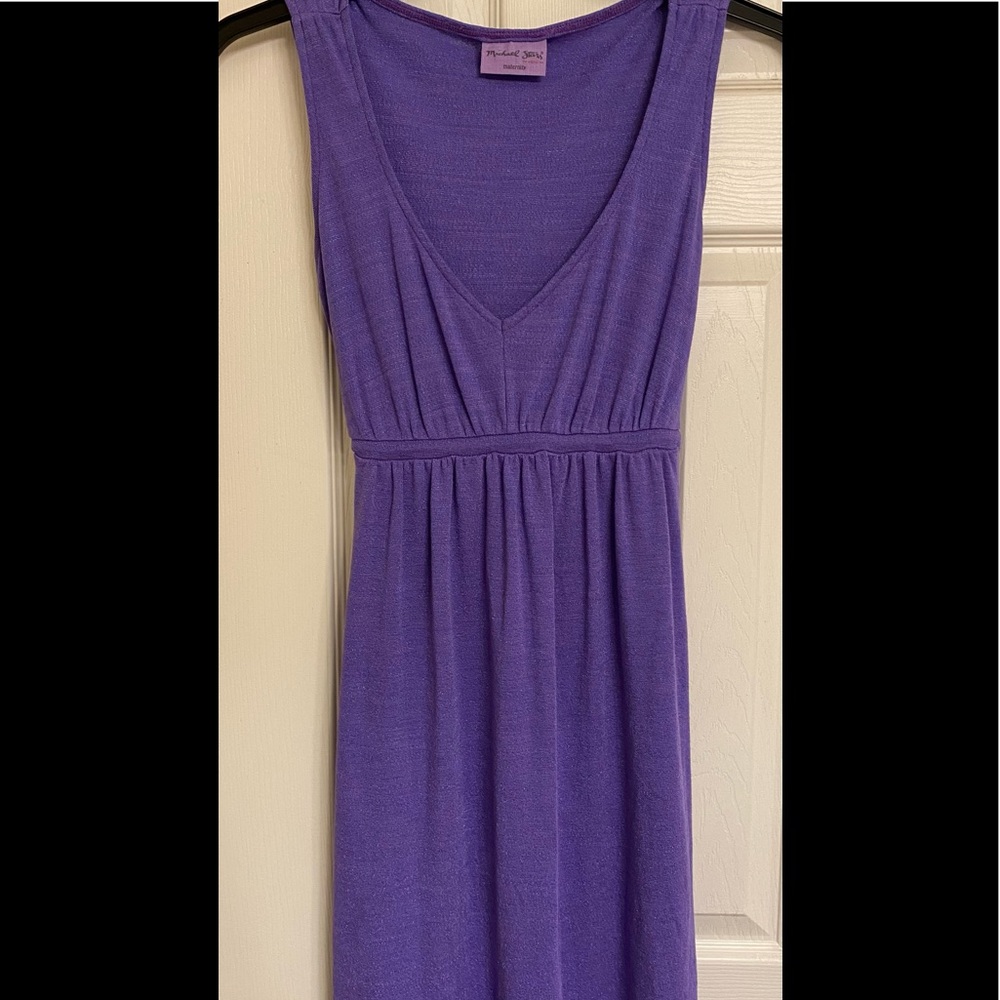 MICHAEL STARS The Original Tee MATERNITY v-neck iridescent purple dress one size - Picture 1 of 4